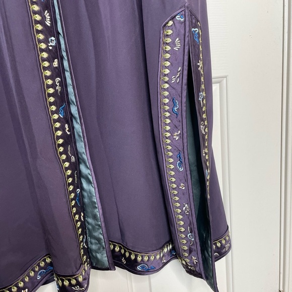 Soft Surroundings silk and embroidered kimono robe plum and tea | L - Picture 5 of 14